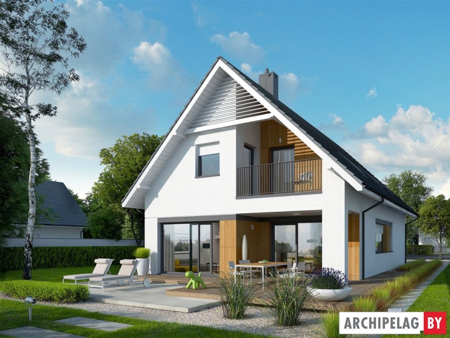 Современный дом с мансардой