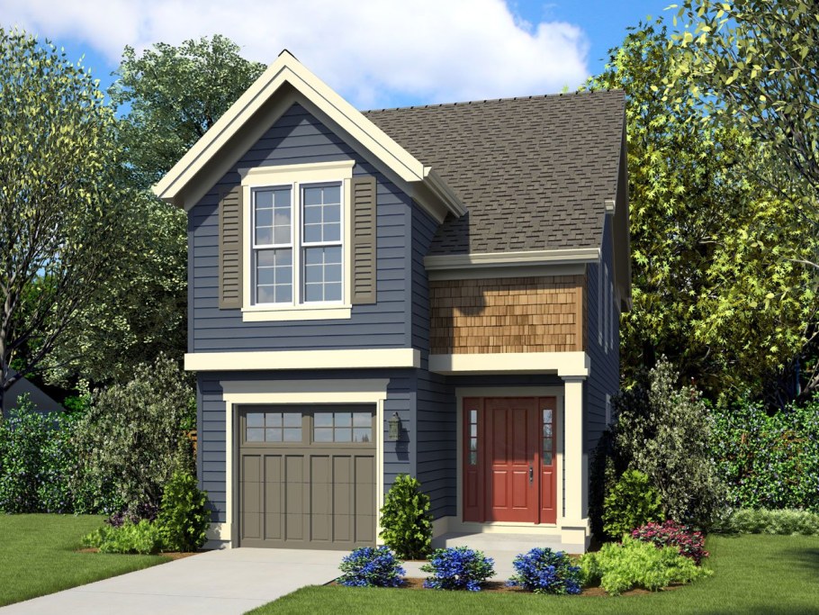 Маленький двухэтажный домик с гаражом