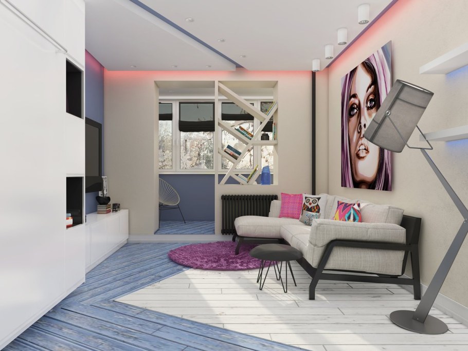 Молодежный интерьер однокомнатной квартиры