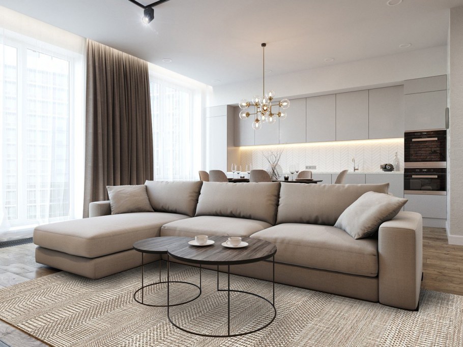 Светлый диван в интерьере