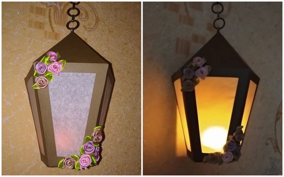 Декоративный фонарь из картона