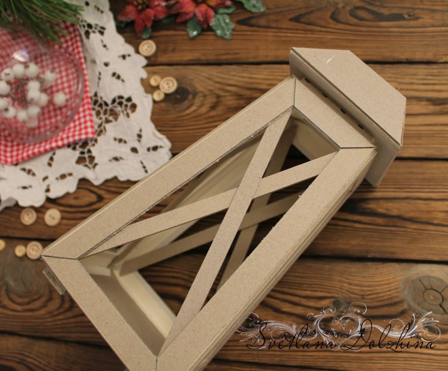 Декоративный фонарь подсвечник из картона