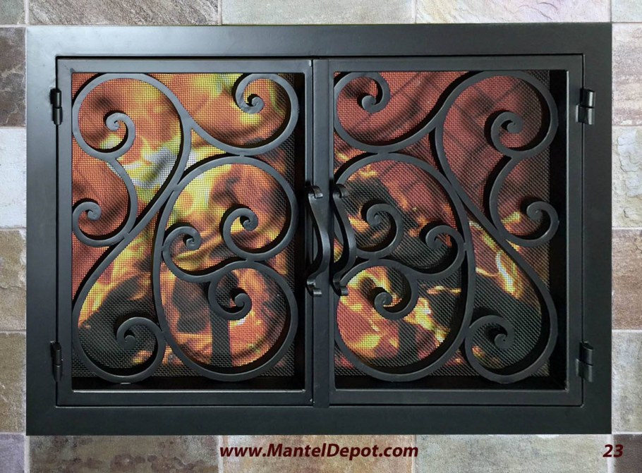 Кованые двери для камина