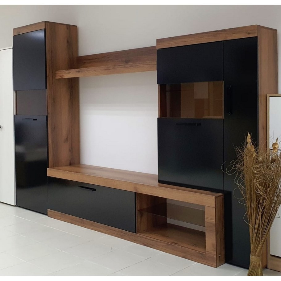 Гостиная Бостон дуб Вотан/белый глянец