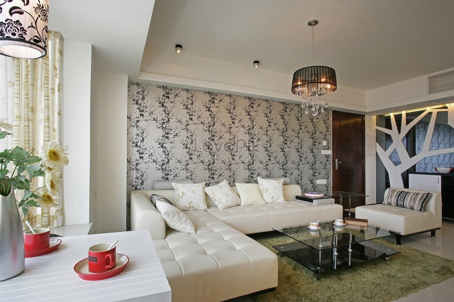 Обои для зала в квартире комбинированные