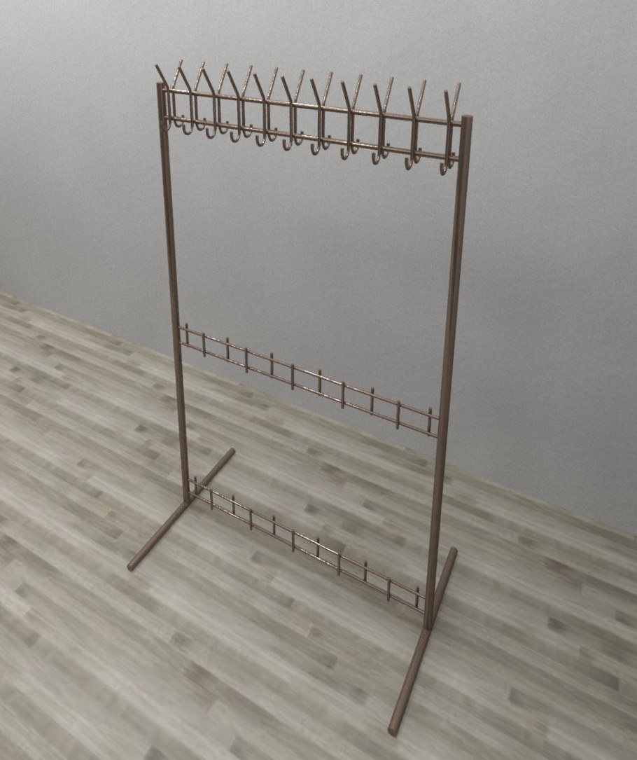 Вешалка напольная на 30 крючков 2000х600х1800