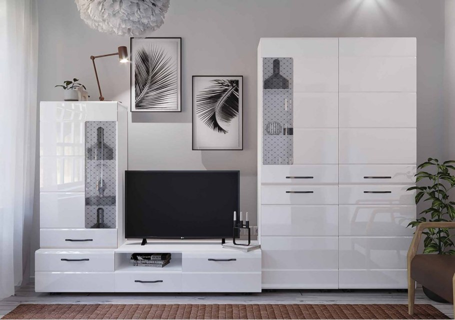 Гостиная Асти белый глянец