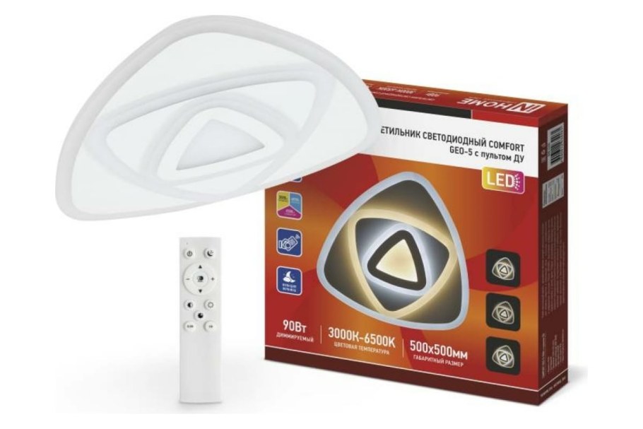 ASD/Inhome св-к св/д управляемый 90w(7000lm) 3k-4k-6k d500х55 пульт Ду geo-5 4461