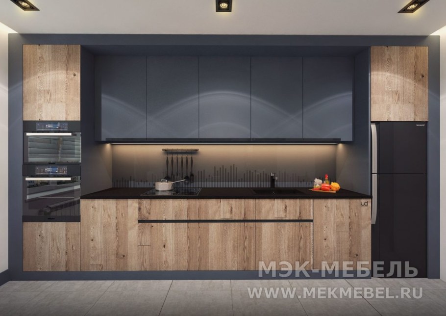 Кухня стиль лофт бетон дуб Вотан
