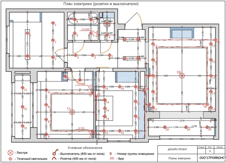 Выключатели план Автокад