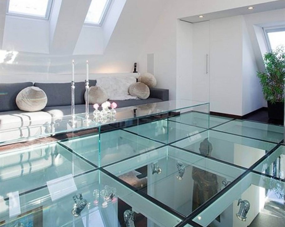 Стеклянный пол триплекс РГБ