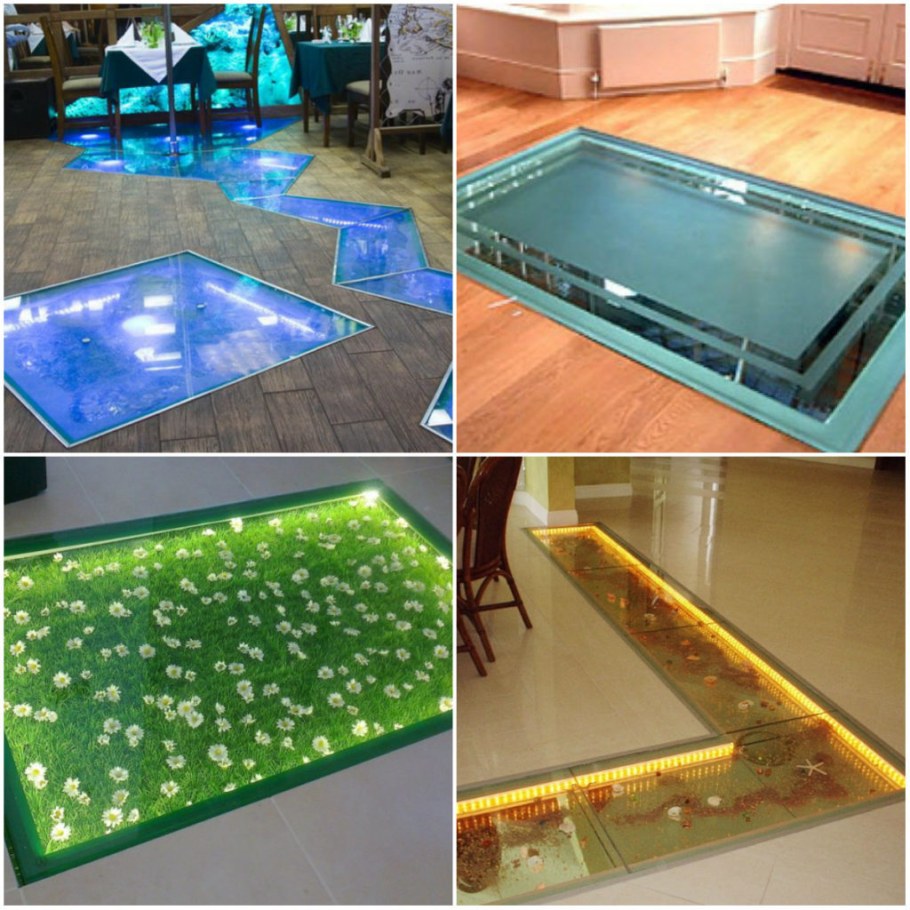 Стеклянный пол с подсветкой