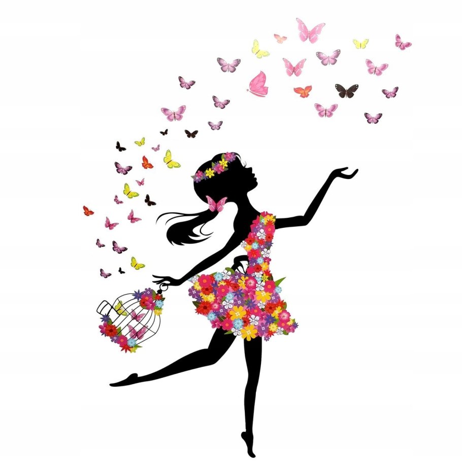 Силуэт девочки с бабочками