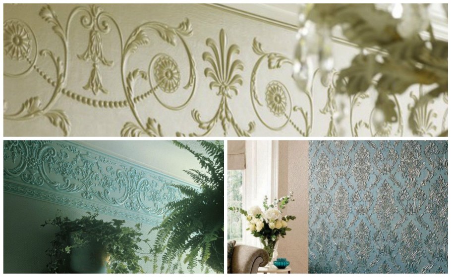 Обои линкруста Англия в интерьере кухни