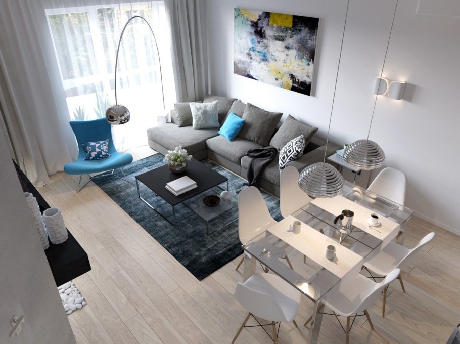 Интерьер с серыми полами