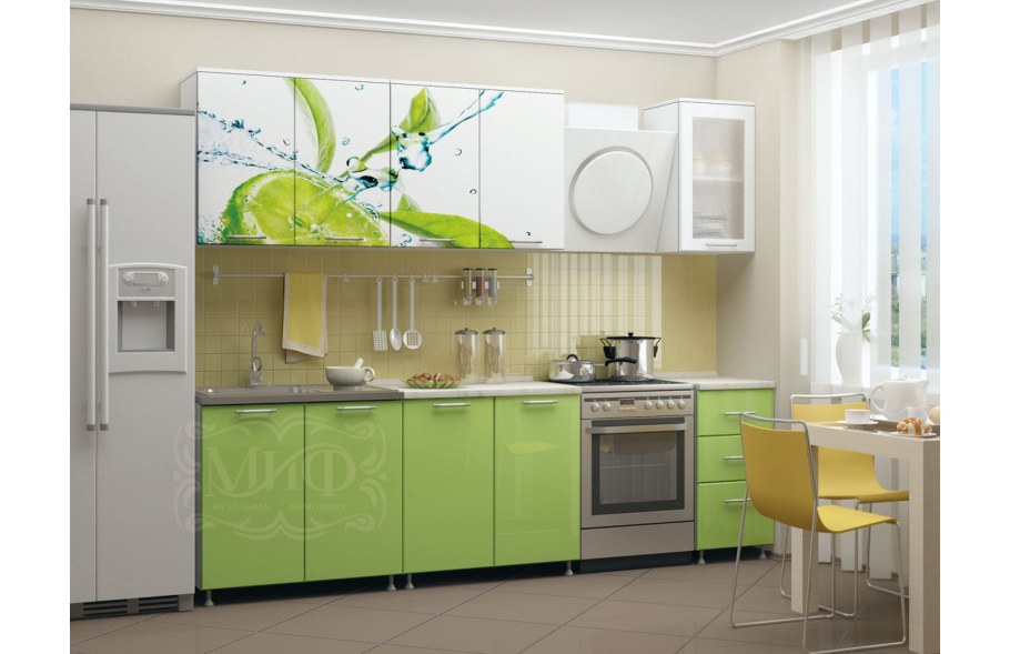 Кухня лайм1.8м лайм глянец БТС