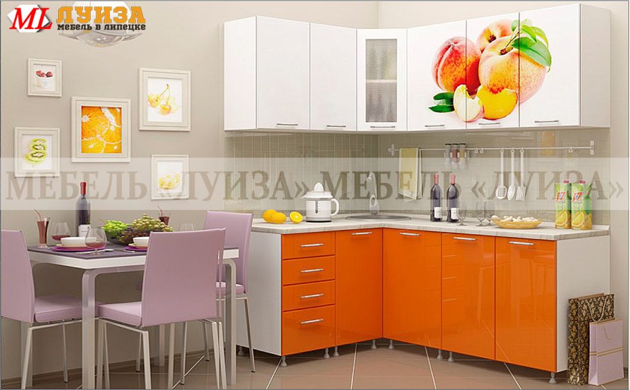 Кухня апельсин угловая