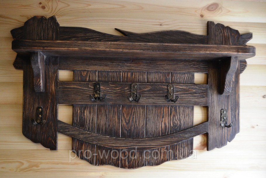 Вешалка настенная из дерева под старину
