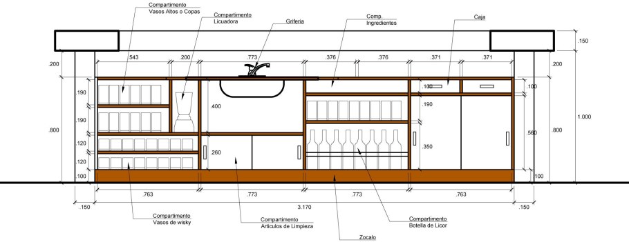 Планировка барной стойки