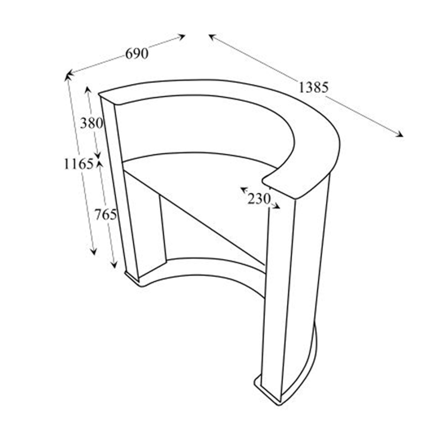 Стойка ресепшн радиусная чертеж