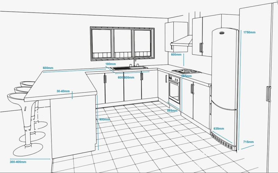 Кухня с барной стойкой Размеры