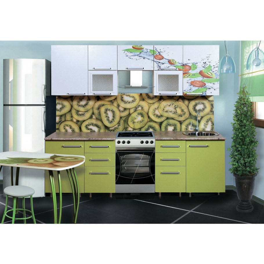 Кухонный гарнитур с рисунком на фасаде