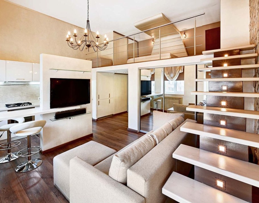 Двухуровневая апартаменты студия 20кв м