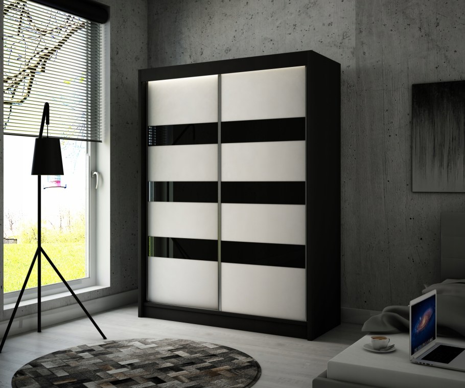 Шкаф купе белый Фуджи черный профиль