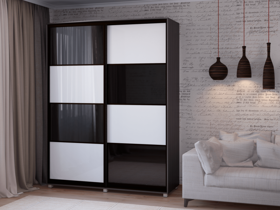 Шкаф купе бело черный