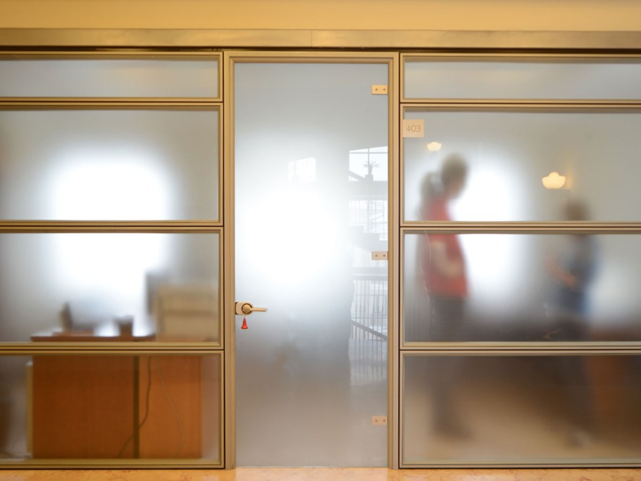 Распашные двери с матовым стеклом