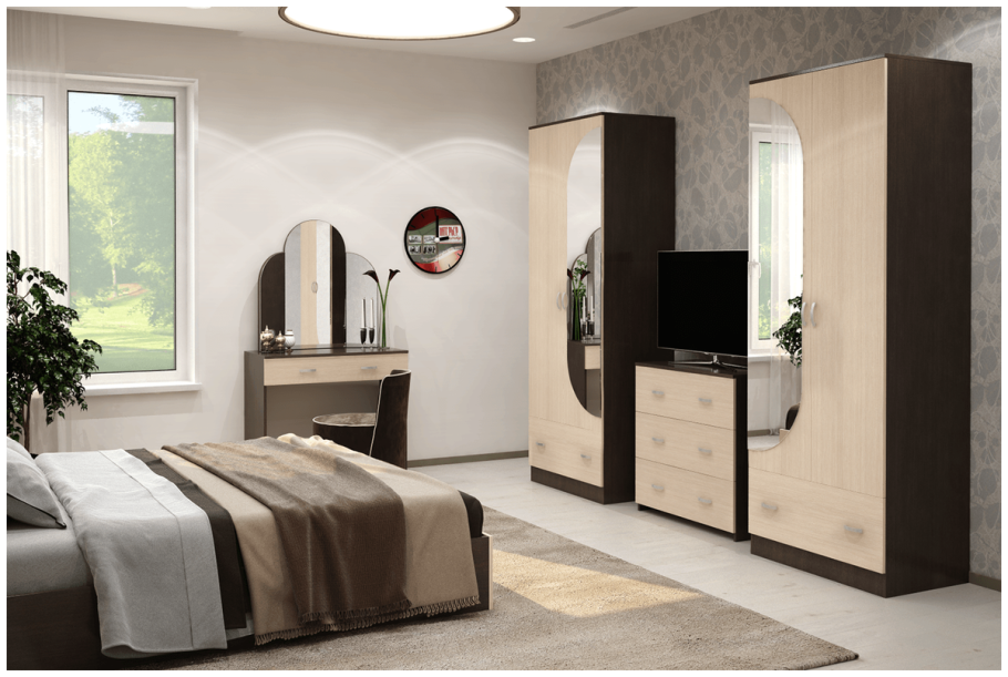 Спальный гарнитур "Александра" беленый дуб/венге