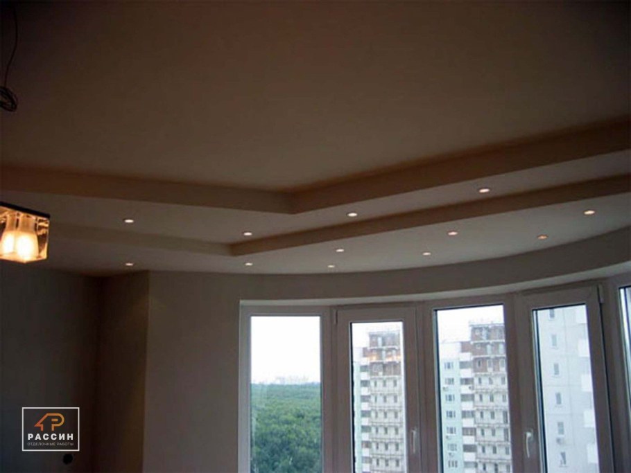 Потолок в эркере из гипсокартона