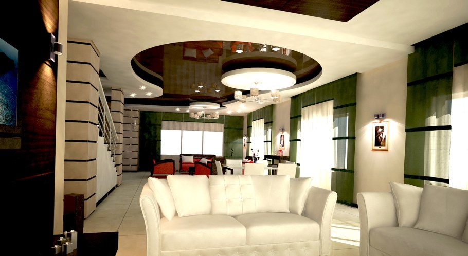 Двухуровневый потолок в интерьере тренды