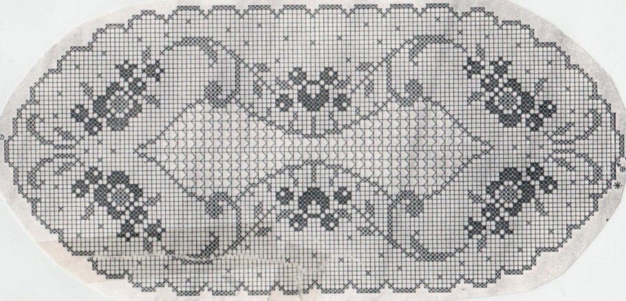 Вязать овальную скатерть филейной вязкой