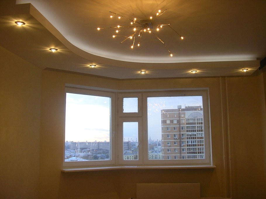 Потолок гипсокартон и натяжной