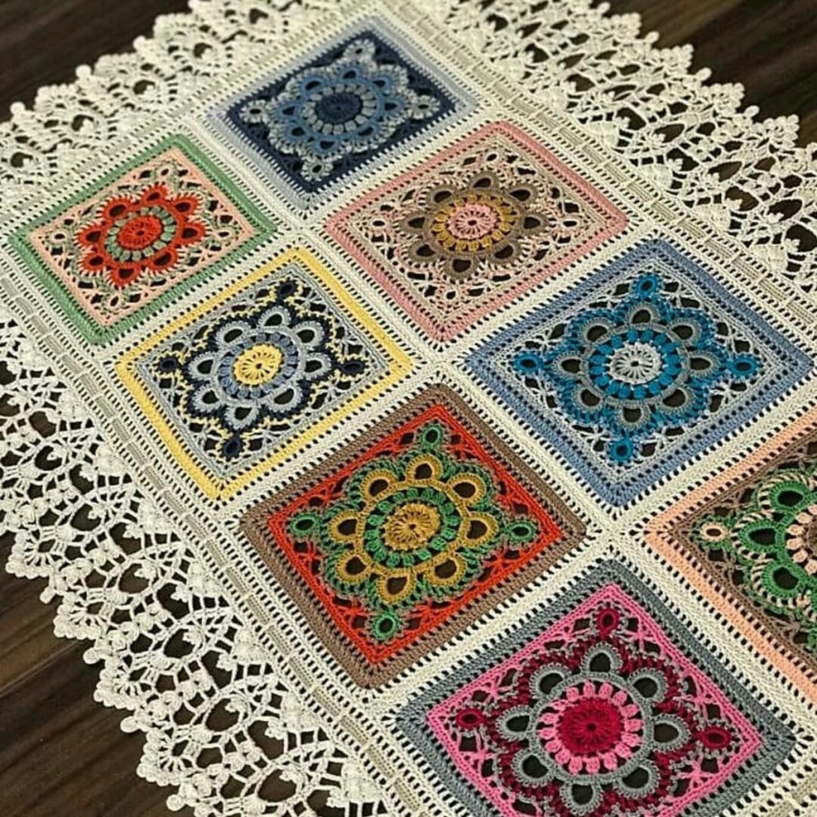 Цветные салфетки крючком