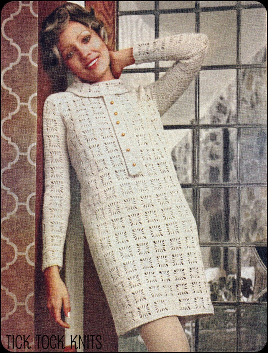 Платье крючком в ретро стиле