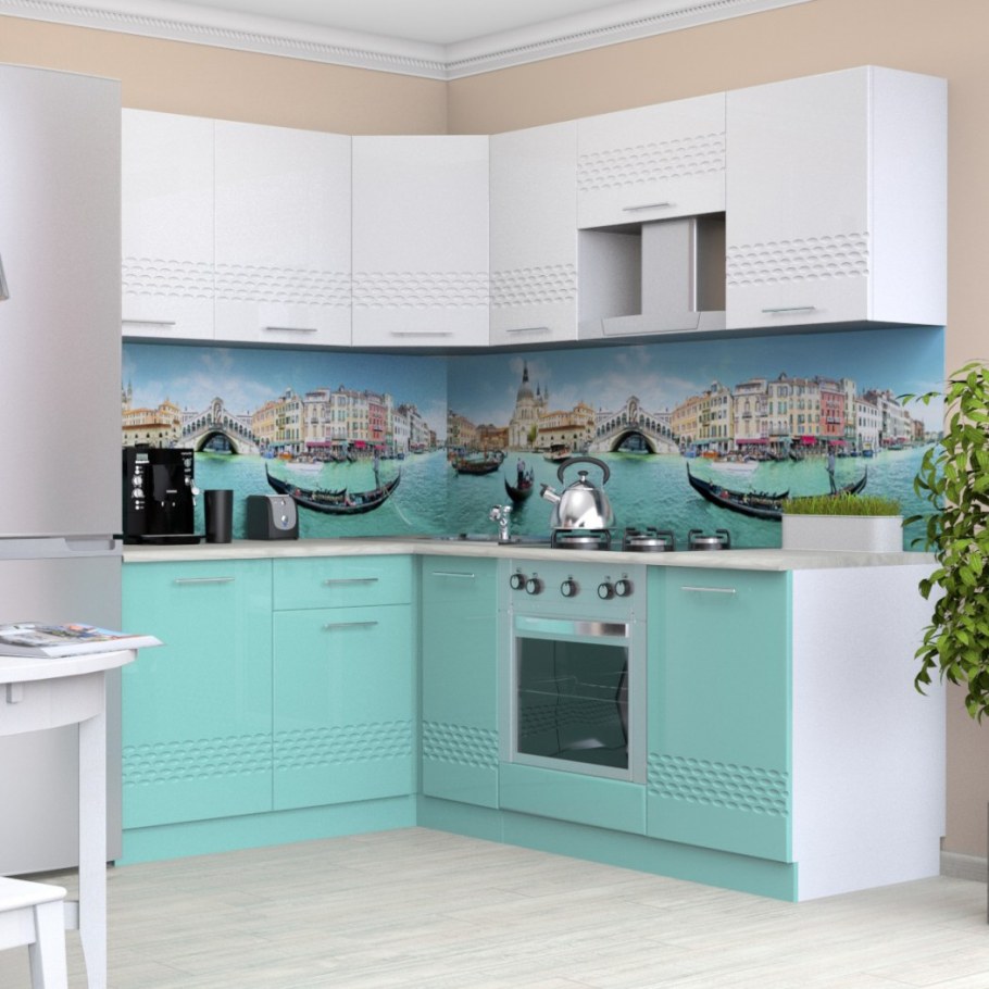 Кухонный гарнитур морская волна металлик