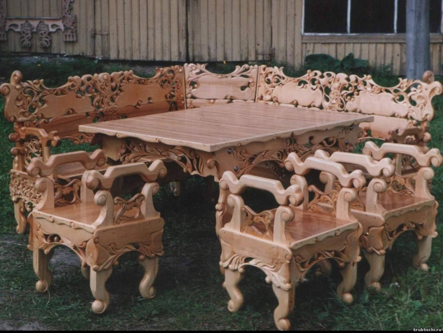 Деревянная Садовая мебель резная