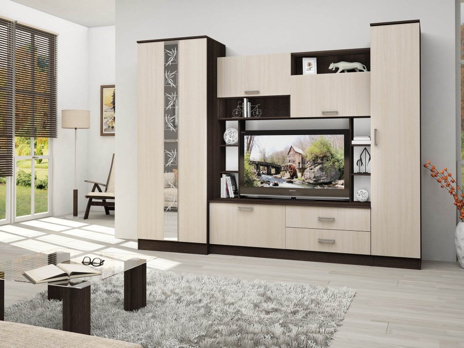 Стенка поло-7 Анкор темный/Анкор белый