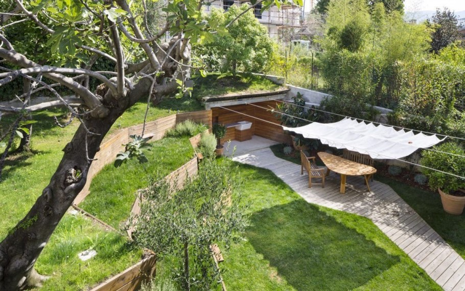 Сад на склоне террасирование