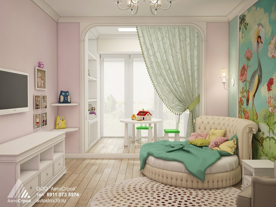 Дизайнерский проект детской комнаты для девочек