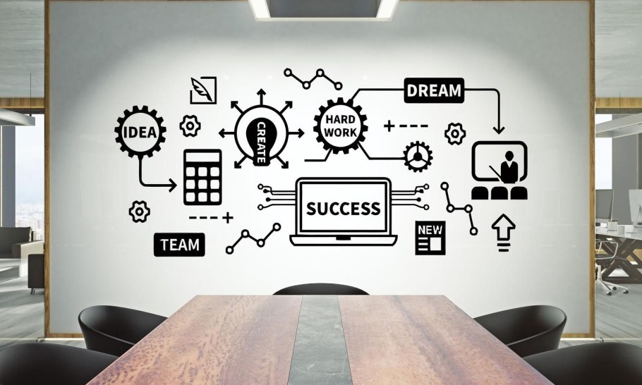 Надписи на стенах в офисе