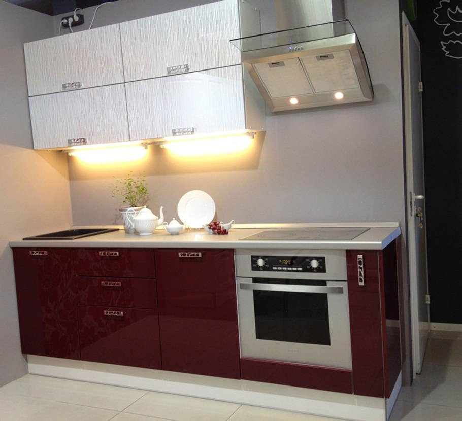 Кухонный гарнитур бордовый с белым