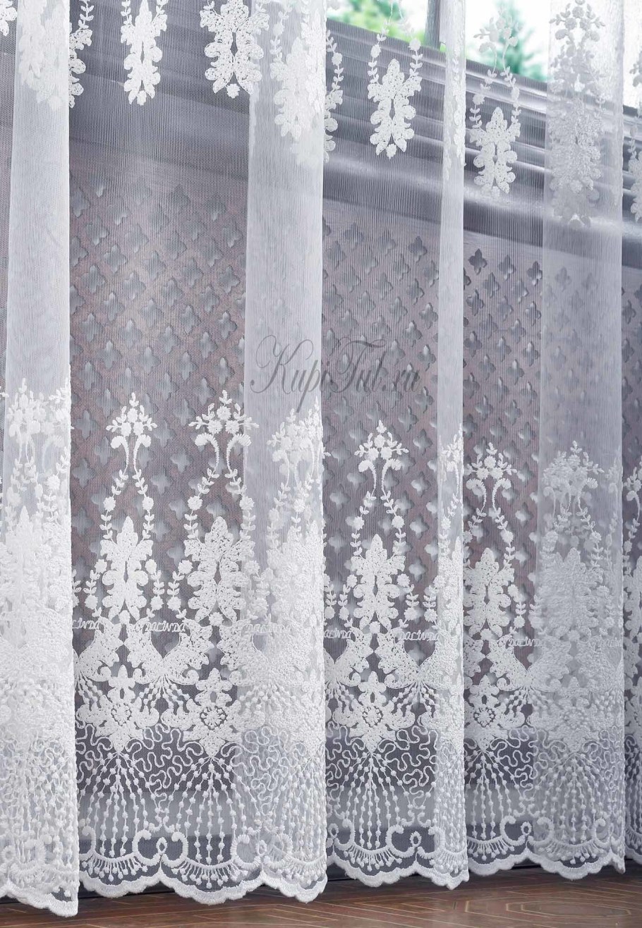 Тюль микросетка с вышивкой