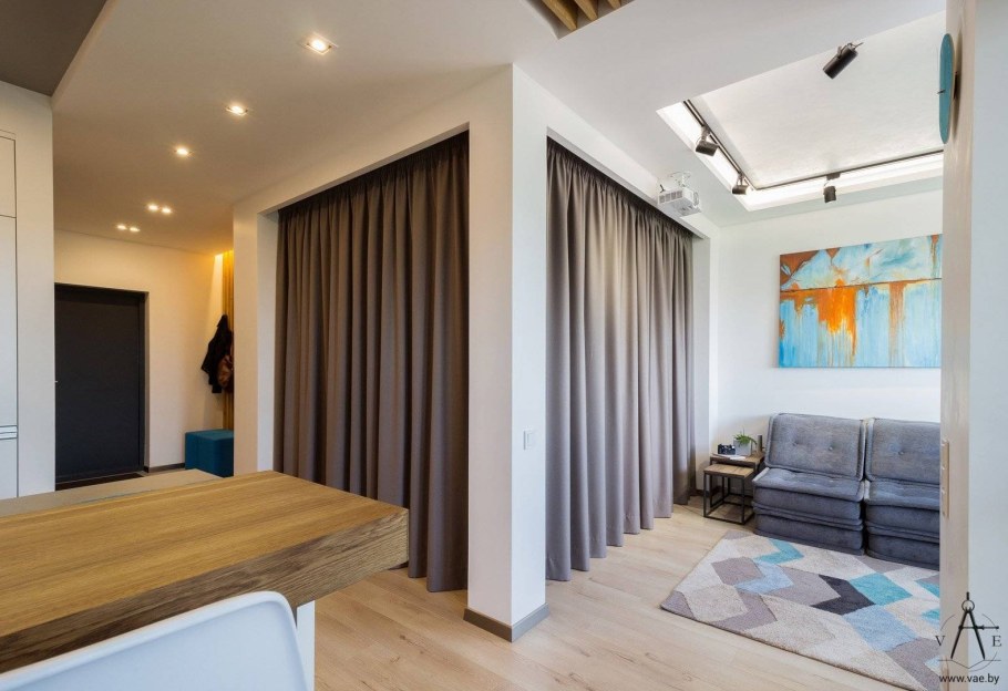 Зонирование пространства шторами