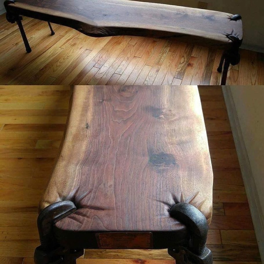 Скамейка из необрезной доски