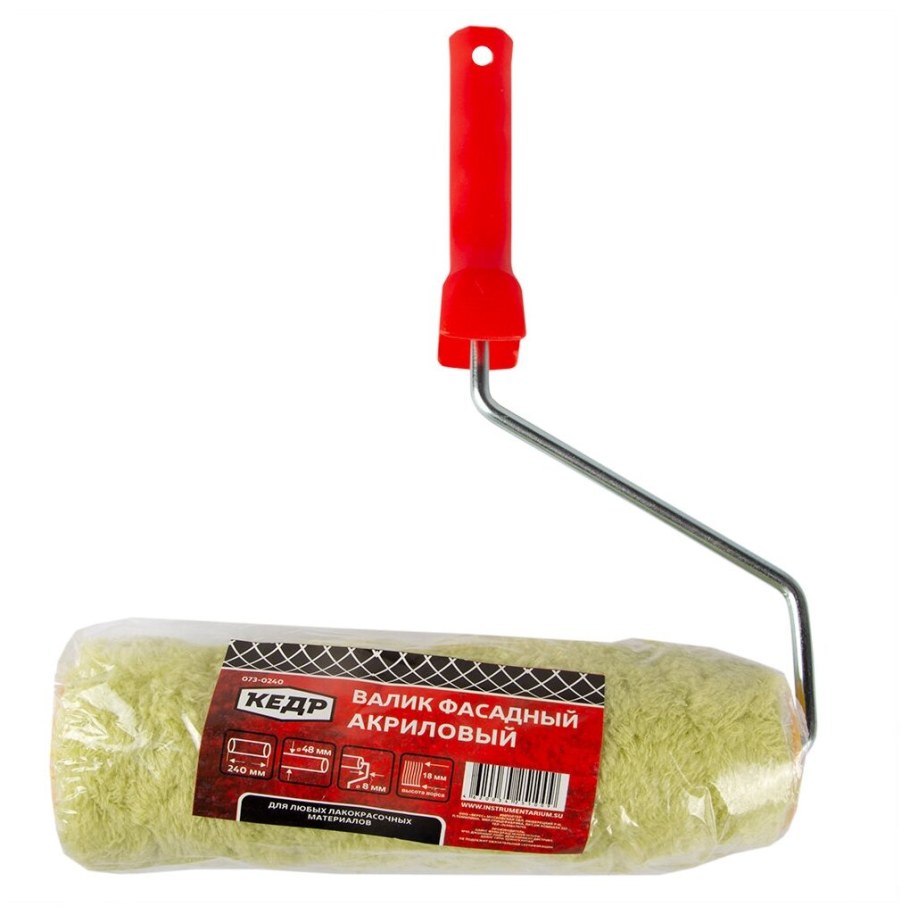 Валик акриловый фасадный d48/240мм, ворс 12мм, бюгель 8мм в сборе "кедр"