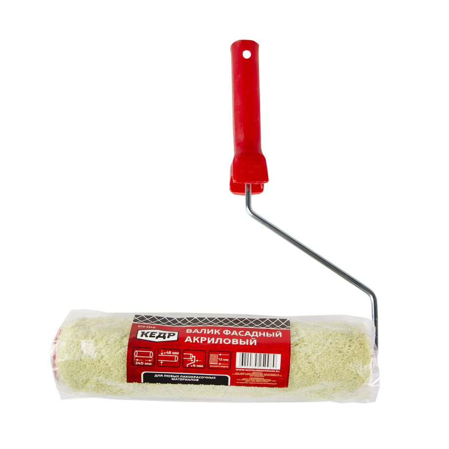 Валик акриловый фасадный d48/240мм, ворс 12мм, бюгель 8мм в сборе "кедр"