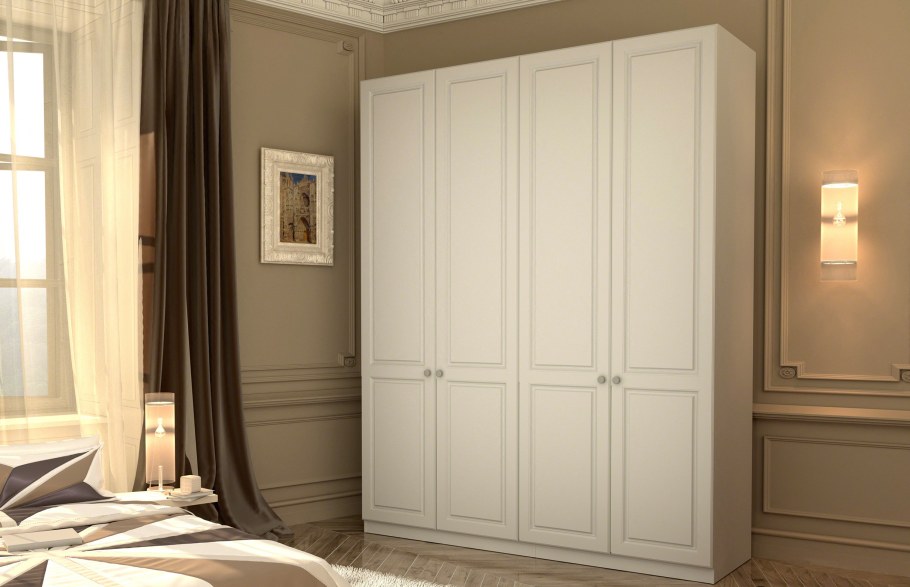 Классический шкаф в спальню серых оттенков